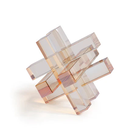 Crystal Glass Interlocking Bookend light Amber Ch 8146