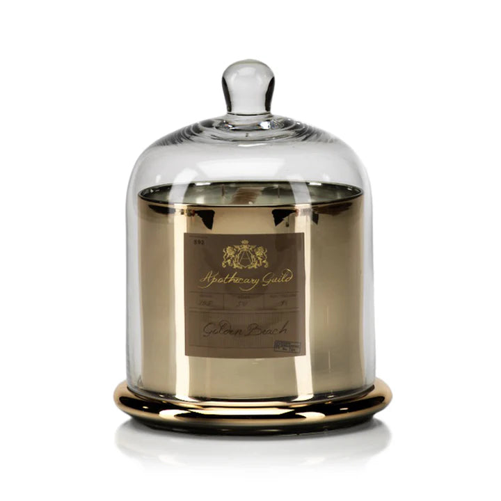 Apothecary Guild Scented Candle Jar With Glass Dome - Large Golden Beach
