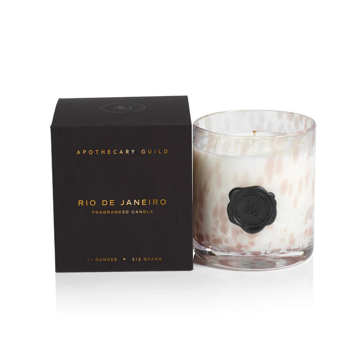 Apothecary Guild Opal Glass Small Candle Jar In Gift Box White & Taupe Rio De Janeiro 312 Gr
