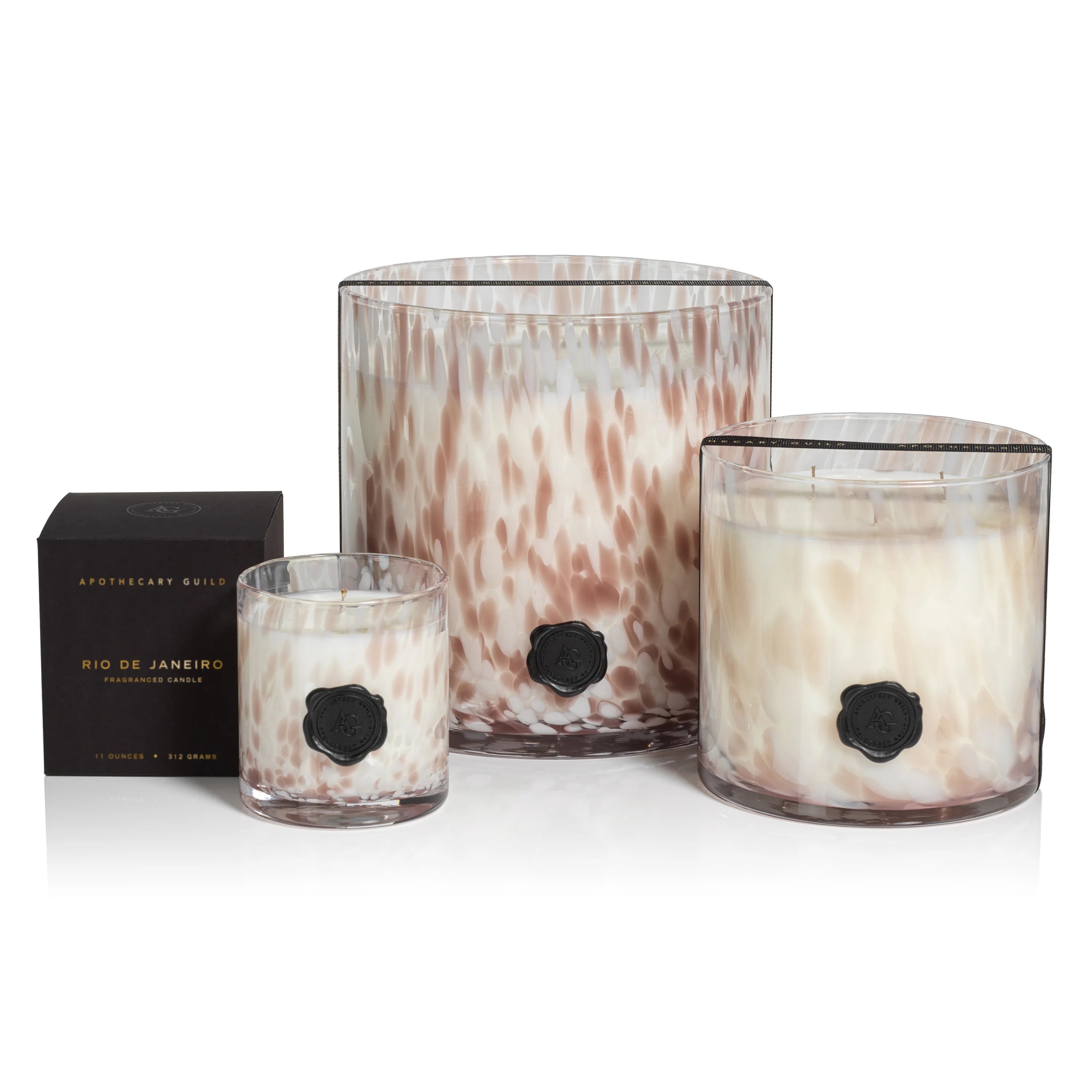 Apothecary Guild Opal Glass Small Candle Jar In Gift Box White & Taupe Rio De Janeiro 312 Gr