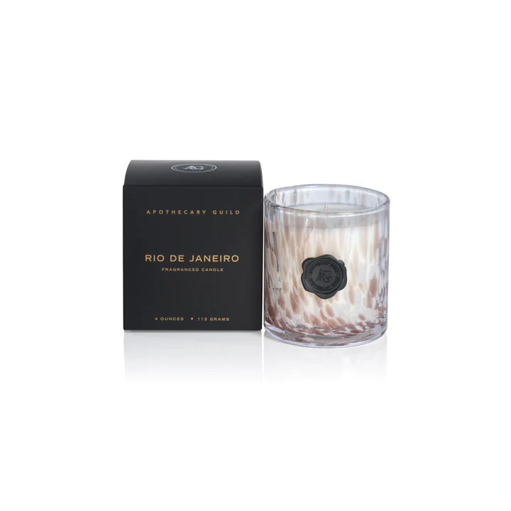 Apothecary Guild Opal Glass Mini Candle Jar In Gift Box White & Taupe Rio De Janeiro 113 Gr