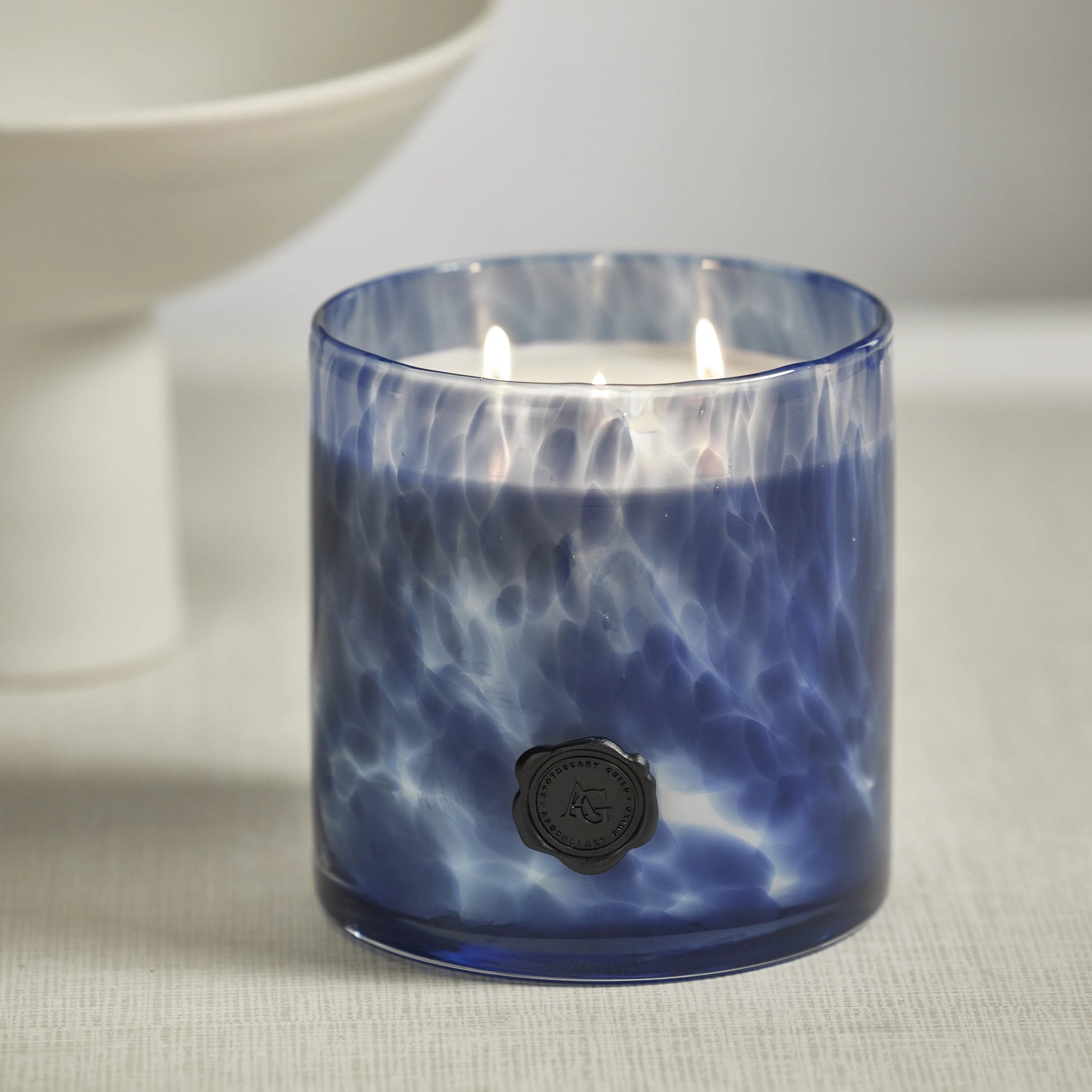 Apothecary Guild Opal Glass 3-wick Candle Jar Clear & Dark Blue Ea Salt & Coastal Mist 1,418 Gr