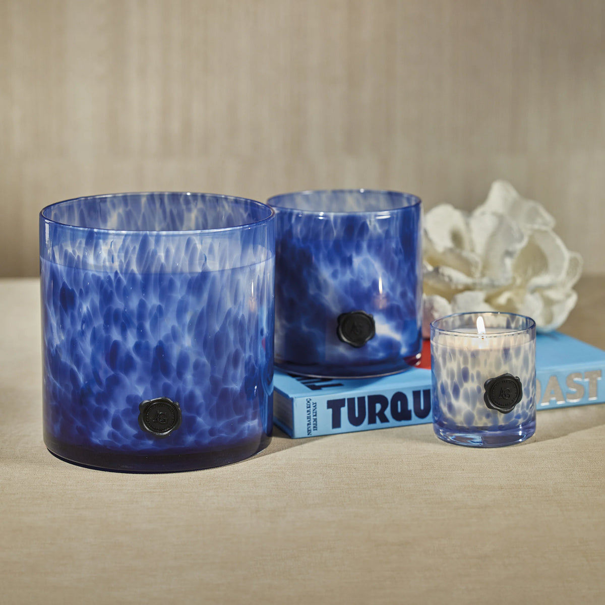 Apothecary Guild Opal Glass 3-wick Candle Jar Clear & Dark Blue Ea Salt & Coastal Mist 1,418 Gr