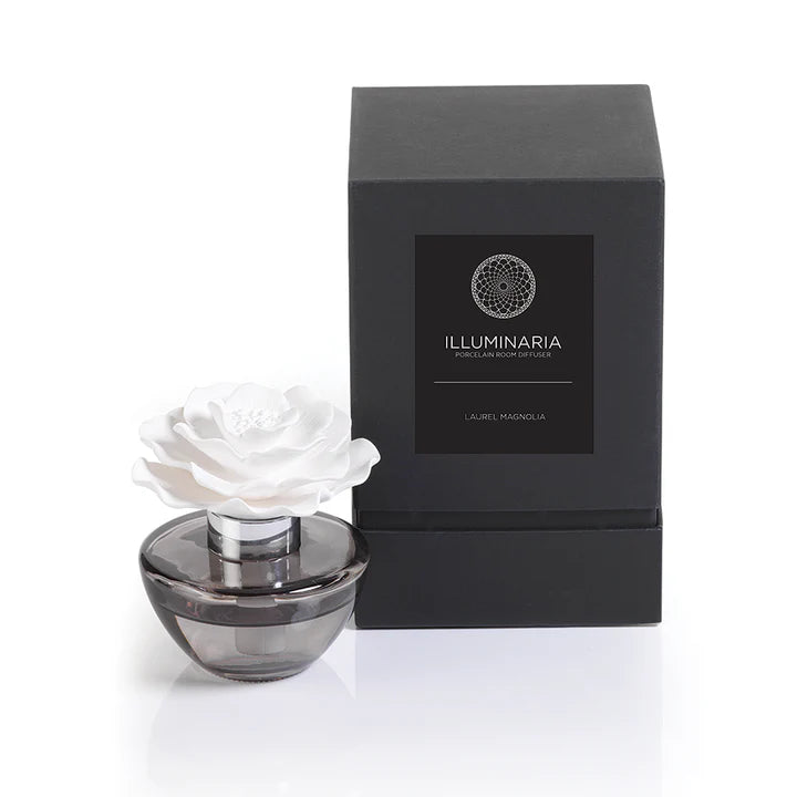 Illuminaria Porcelain Diffuser In Gray Bottle-laurel Magnolia 100 Ml