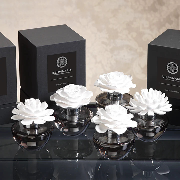 Illuminaria Porcelain Diffuser In Gray Bottle-laurel Magnolia 100 Ml