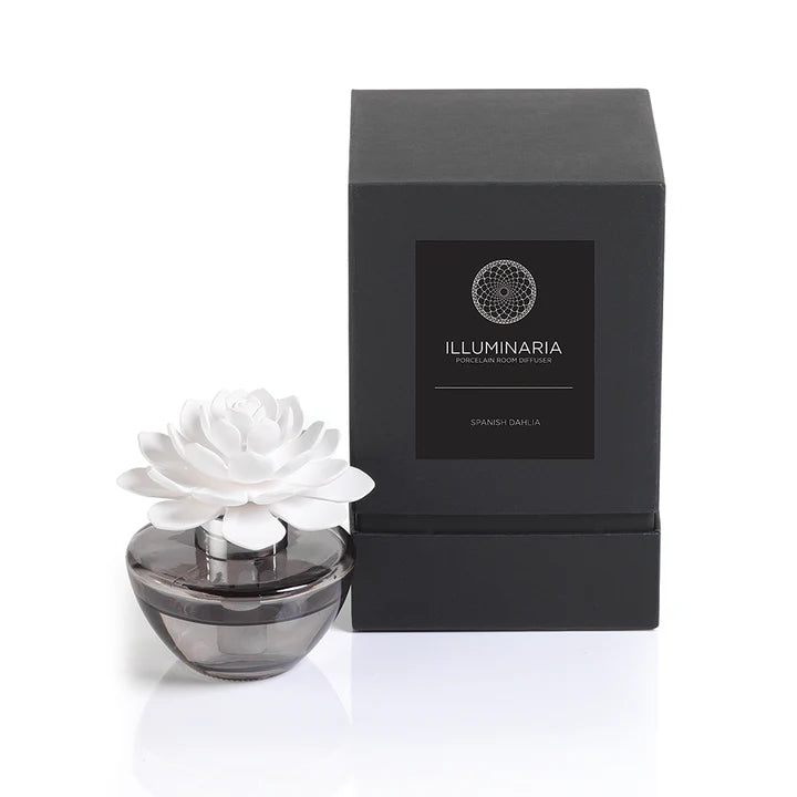 Illuminaria Porcelain Diffuser In Gray Bottle-spanish Dahlia 100 Ml