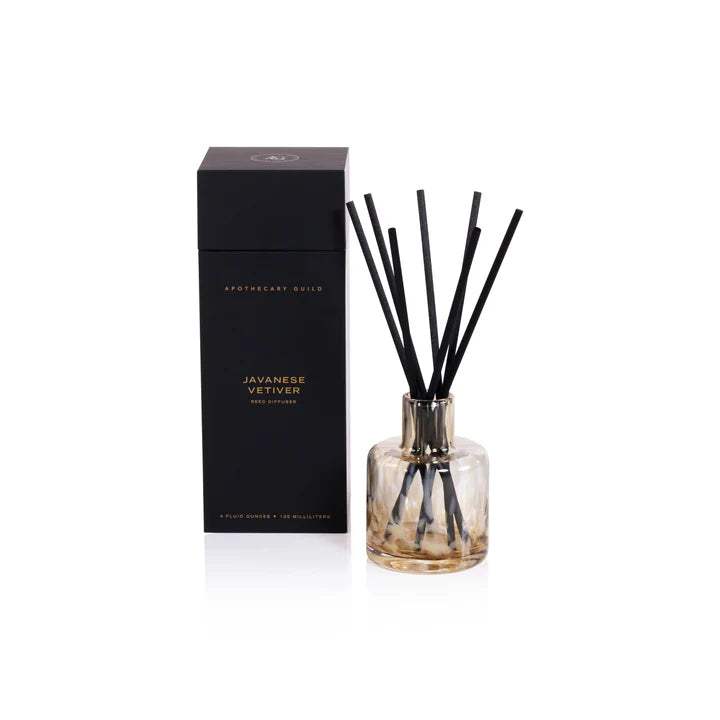 Apothecary Guild Opal Glass Reed Diffuser In Gift Box-light Mocha-javanese Vetiver 120 Ml
