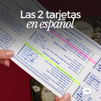 Detalle del interior de la tarjeta: las filas de manos de mahjong en español, resaltadas por color